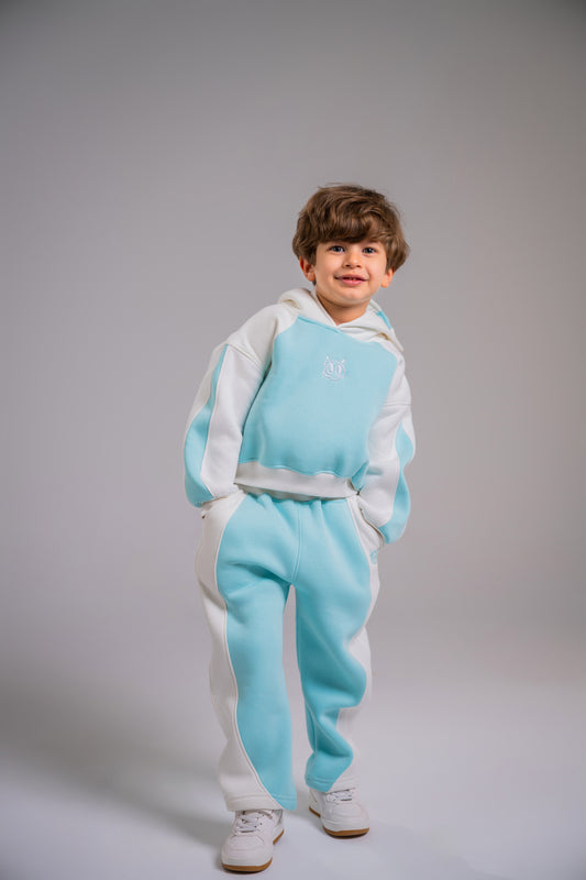 Loofy Oversize Crop Set - Aqua