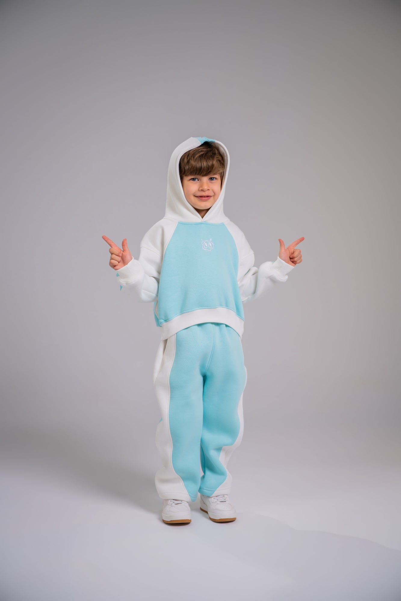 Loofy Oversize Crop Set - Aqua