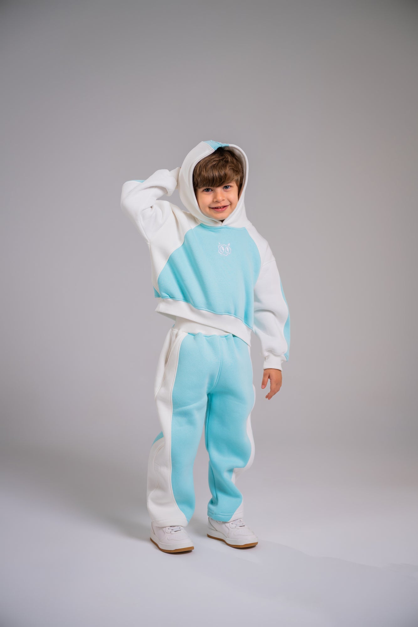 Loofy Oversize Crop Set - Aqua