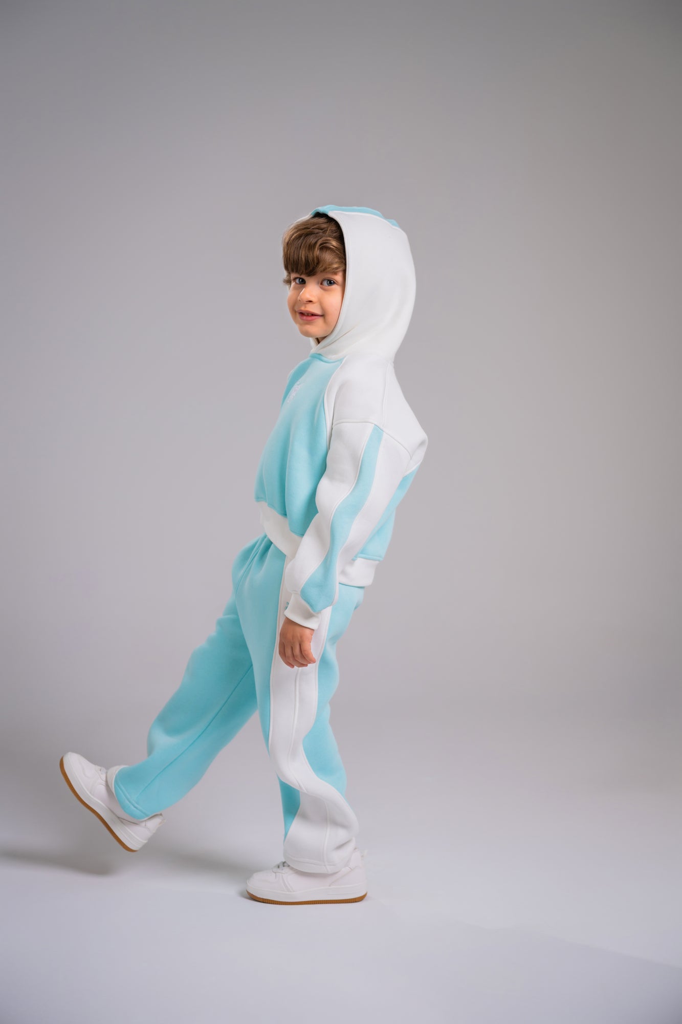 Loofy Oversize Crop Set - Aqua