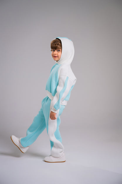 Loofy Oversize Crop Set - Aqua