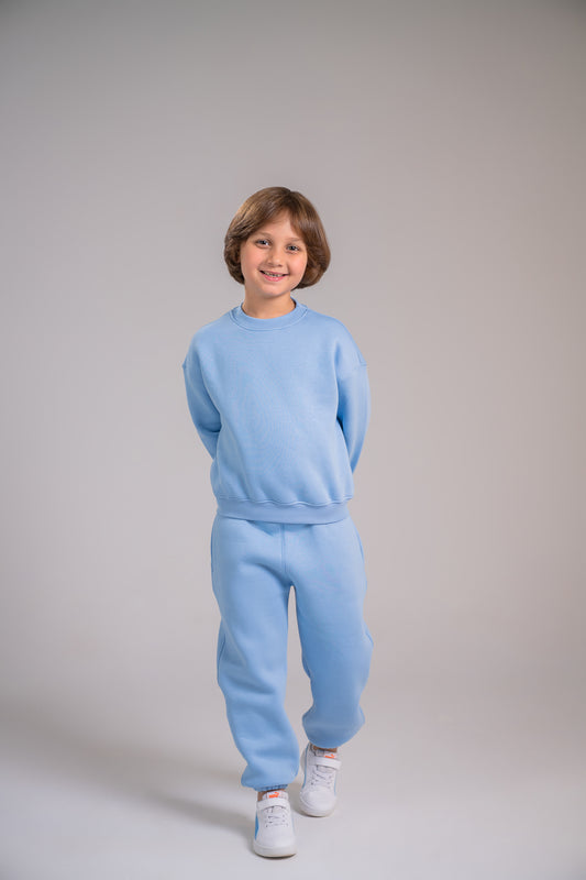 Loofy Crew-Neck Set - Light Blue