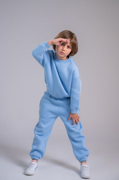 Loofy Crew-Neck Set - Light Blue