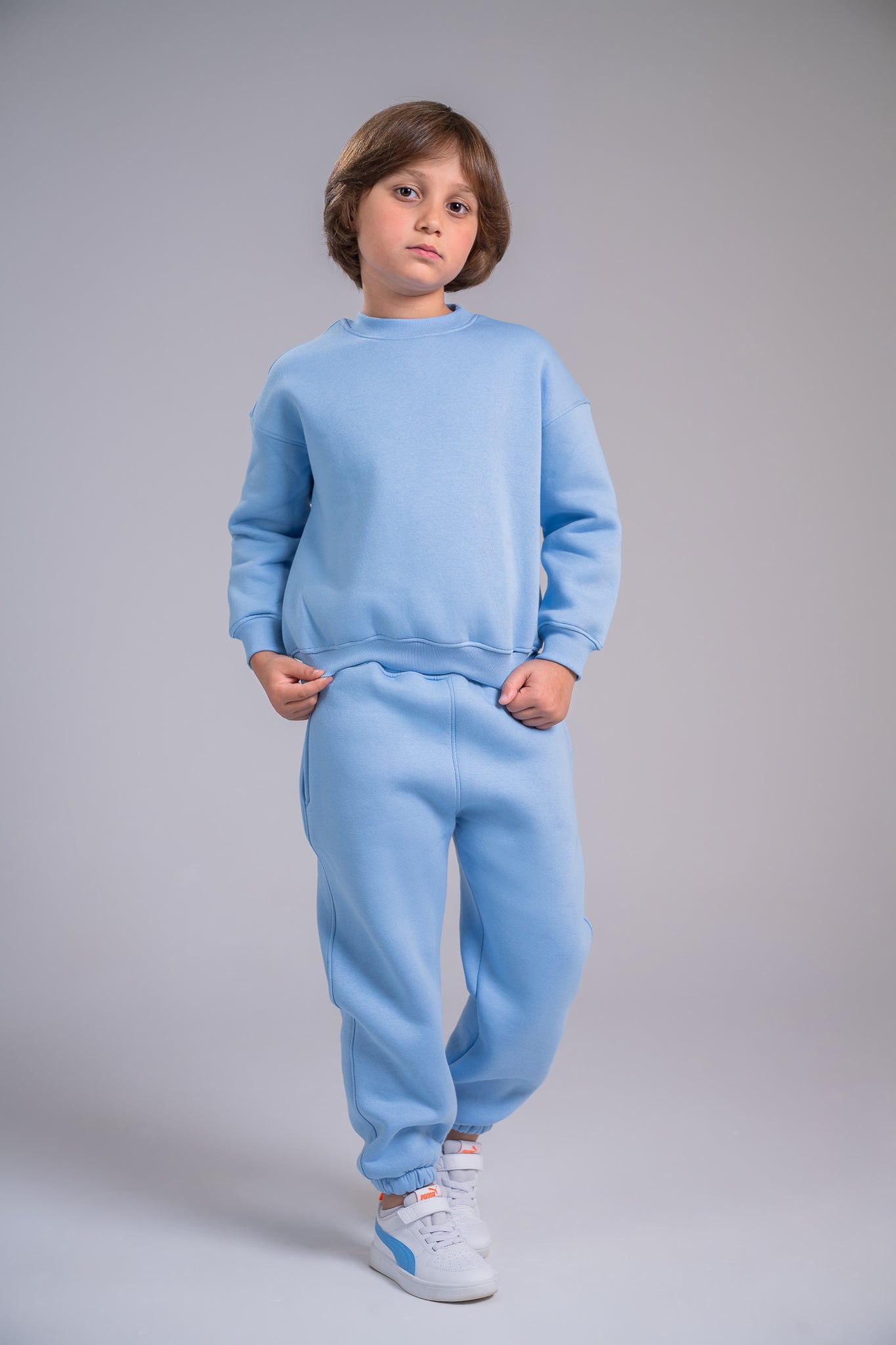 Loofy Crew-Neck Set - Light Blue