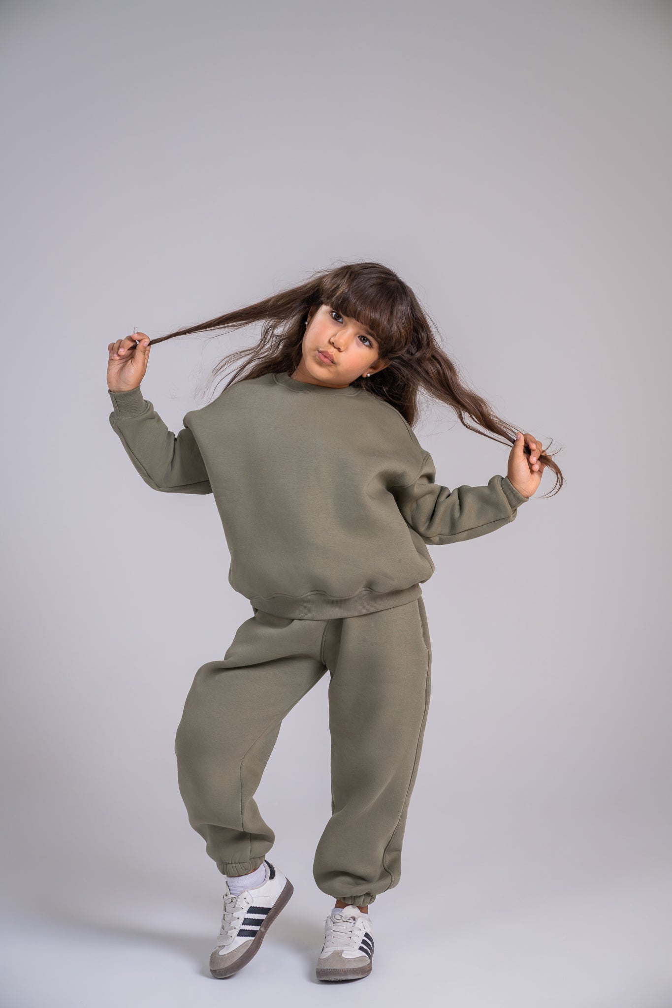 Loofy Crew-Neck Set - Olive