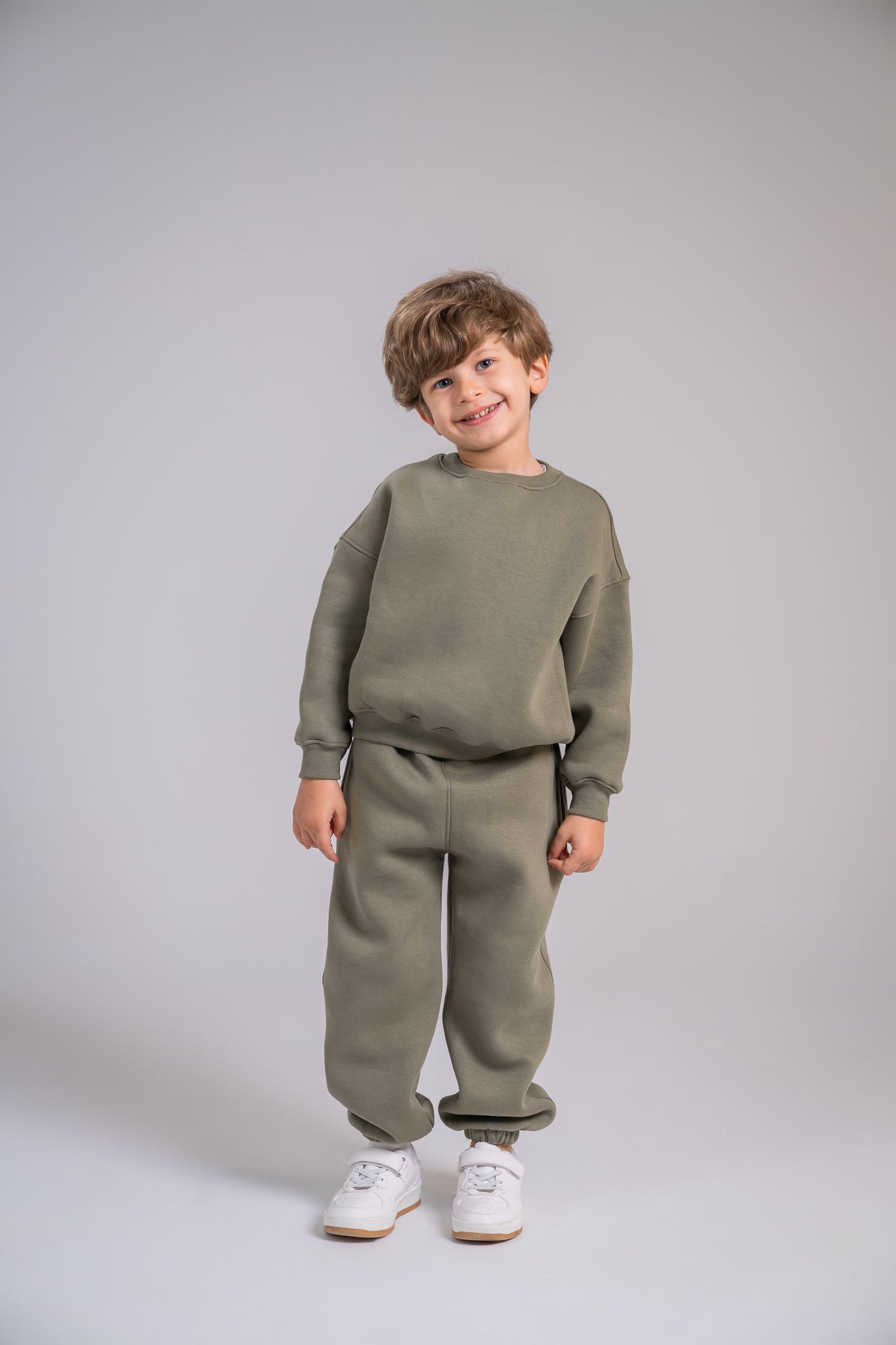 Loofy Crew-Neck Set - Olive